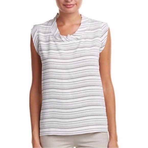 CABI #236 Madeleine White+Black Striped Top sz M - Picture 2 of 5